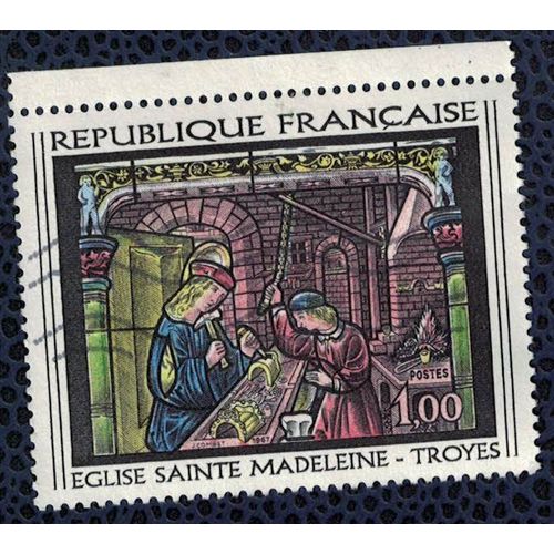France 1967 Oblitéré Used Vitrail Église Sainte Madeleine De Troyes Y&t 1531