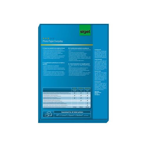 Sigel InkJet Everyday plus Photo Paper IP712 - Papier photo brillant - blanc - A4 (210 x 297 mm) - 200 g/m² - 100 feuille(s)
