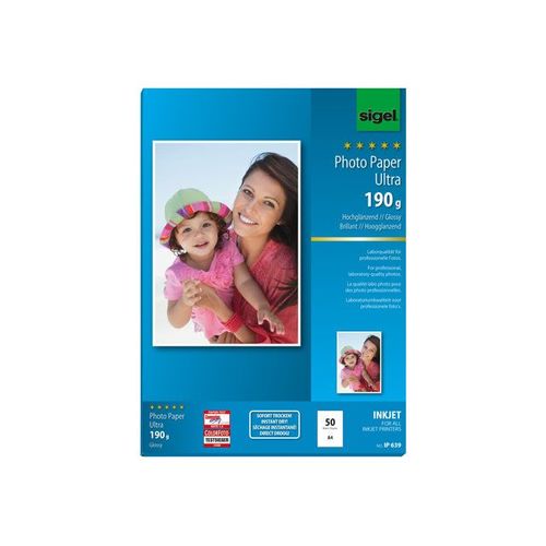 Sigel Ultra IP639 - Papier photo brillant - A4 (210 x 297 mm) - 190 g/m² - 50 feuille(s)