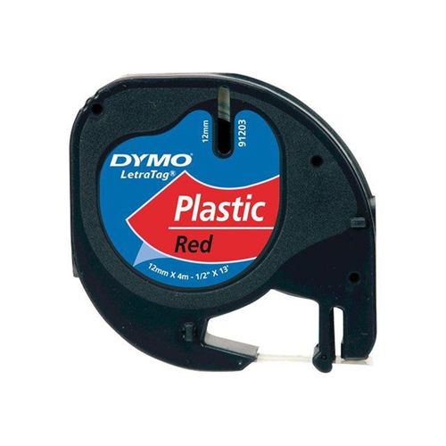 DYMO - Ruban plastique - Noir sur rouge - Rouleau (1,2 cm x 4 m) 1 rouleau(x) - pour LetraTag