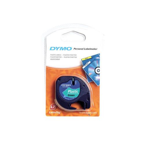 DYMO - Ruban plastique - noir sur vert - Rouleau (1,2 cm x 4 m) 1 rouleau(x) - pour LetraTag