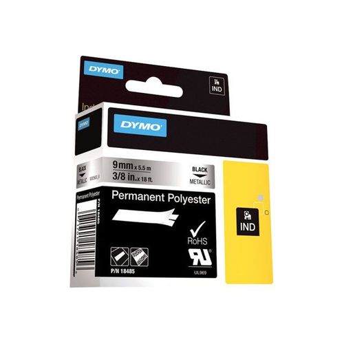 DYMO - Ruban de polyester métallisé permanent - noir sur argent - rouleau (0,9 cm x 5,5 m) 1 rouleau(x) - pour Rhino 4200, 6000, 6000 Hard Case Kit; RhinoPRO 1000, 3000, 5000