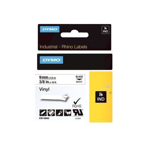 DYMO - Étiquettes en vinyle - blanc - rouleau (0,9 cm x 5,5 m) 1 rouleau(x) - pour Rhino 4200, 6000, 6000 Hard Case Kit; RhinoPRO 5000, 5000 Hard Case Kit