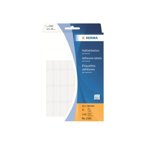Herma - Étiquettes Adhésives Permanentes - Blanc - 12 X 30 Mm 1120 Étiquette(S) ( 32 Feuille(S) X 35 )