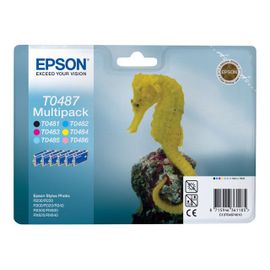 Epson Multipack T0487 - Pack de 6 - 78 ml - noir, jaune, cyan, magenta, magenta clair, cyan clair - originale - blister - cartouche d'encre - pour Stylus DX3800; Stylus Photo R200, R220, R300...