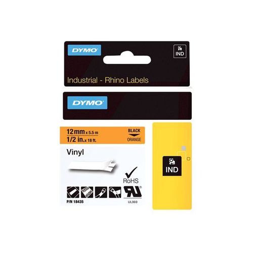 DYMO - Auto-adhésif - noir sur orange - Rouleau (1,2 cm x 5,5 m) 1 rouleau(x) vinyl - pour Rhino 4200, 6000, 6000 Hard Case Kit; RhinoPRO 1000, 3000, 5000