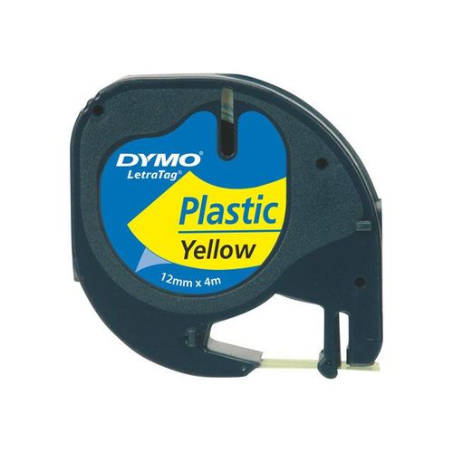 DYMO LetraTAG - Ruban plastique - jaune - Rouleau (1,2 cm x 4 m) 1 rouleau(x) - pour LetraTag LT-100H, LT-100T, QX50, XR