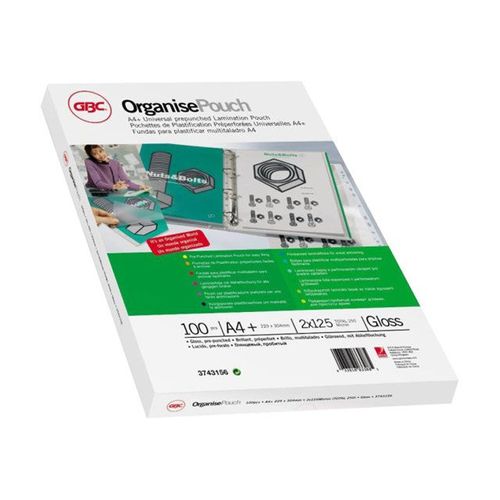 GBC Organise Laminating Pouch - 75 micromètres pack de 25 - brillant - 229 x 303 mm pochettes plastifiées