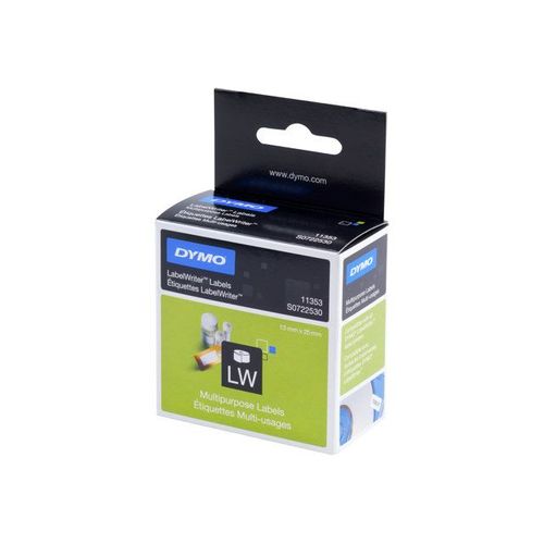 DYMO LabelWriter MultiPurpose - Adhésif permanent - blanc - 13 x 25 mm 1000 étiquette(s) (1 rouleau(x) x 1000 étiquettes - pour DYMO LabelWriter 310, 315, 320, 330, 400, 450, 4XL, SE450, Wireless