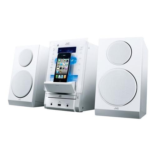 JVC UX-LP55 - Micro-système avec socle iPhone / iPod - 60 Watt (Totale) - blanc