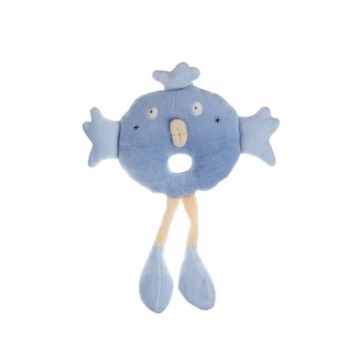 Doudou Peluche Hochet Grelot Oiseau Roi Couronne Plat Poussin Bird Vogel Cajou Sucre D'orge Bleu Ciel