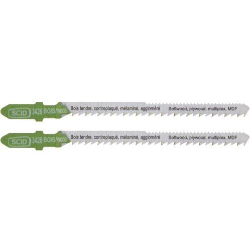Lame de scie sauteuse bois accroche en T SCID - Epaisseur 1,45 mm - Longueur 100 mm - Vendu par 2