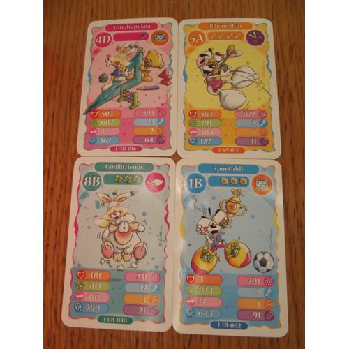 Lot De 4 Cartes Diddl (Dos Bleu Clair) 8b 1b 4d 5a