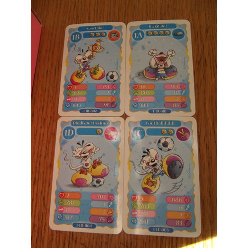Lot De 4 Cartes Diddl (Dos Bleu Clair) 1a 1b 1c 1d