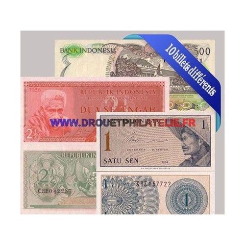 Indonesie 10 Billets De Banque Differents