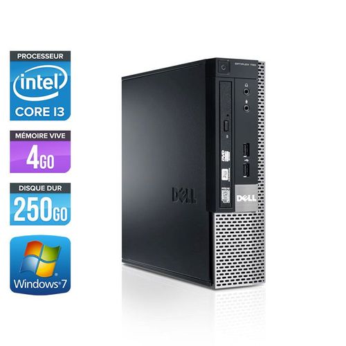 Dell Optiplex 790 USFF - Intel Core i3-2120 / 3.30 GHz - RAM 4 Go - HDD 250 Go - DVDRW - GigaBit Ethernet - Windows 7 Professionnel