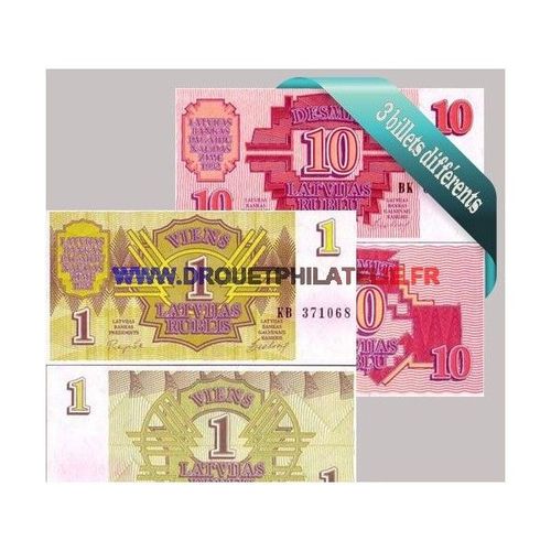 Lettonie 3 Billets De Banque Differents