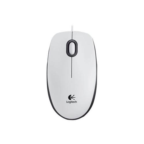 Logitech M100 - Souris - droitiers et gauchers - optique - 3 boutons - filaire - USB - blanc