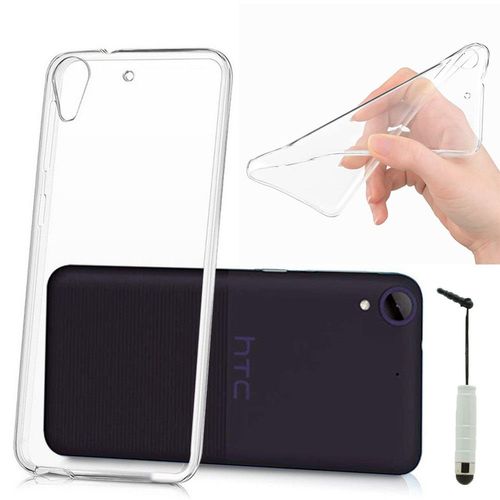 Htc Desire 650: Housse Etui Coque Silicone Gel Ultraslim Et Ajustement Parfait - Transparent + Mini Stylet