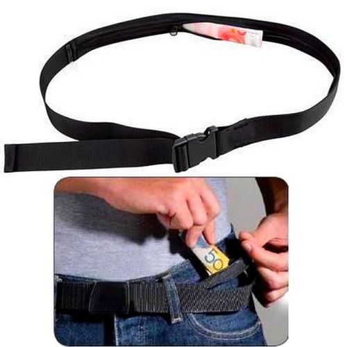 Ceinture Cachette Porte Monnaie & Billets Poche Secrète Zip Voyage En Nylon Cheapatleast 