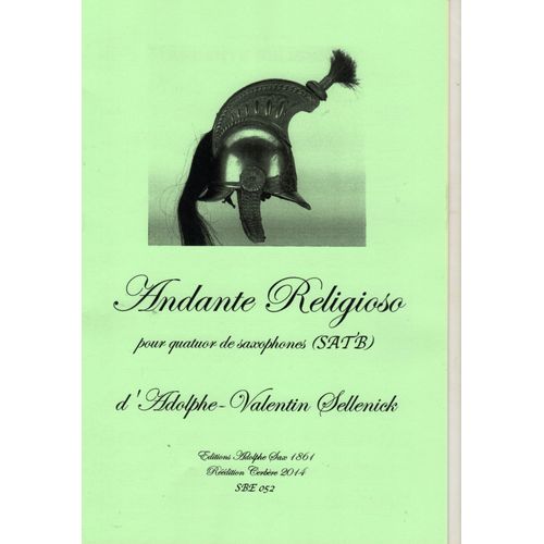 Andante Religioso De Sellenik Pour Quatuor De Saxophones