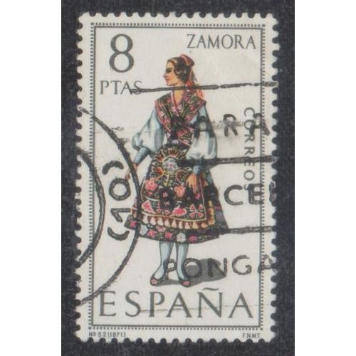 Timbre D'espagne N°1672 Y&t 8 P. Multicolore Costumes Féminins Zamora