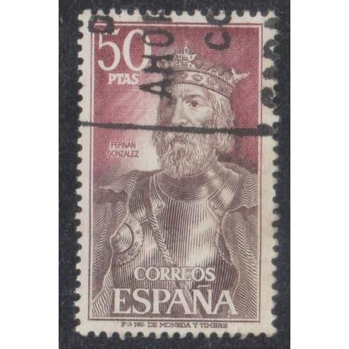 Timbre D'espagne N°1727 Y&t 50 P. Carmin-Brun Et Brun-Rouge Célébrités Comte Fernan Gonzalez