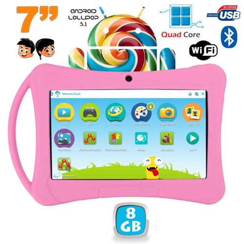 Tablette Enfant 7 Pouces Android 5.1 Lollipop Bluetooth Play Store Wifi Rose 8Go - YONIS
