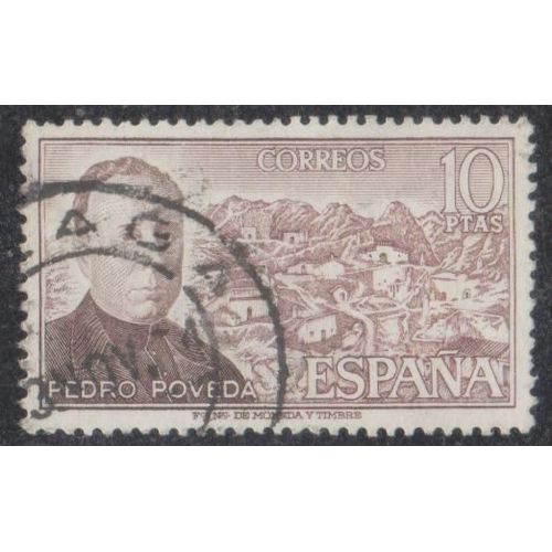 Timbre D'espagne N°1836 Y&t 10 P. Brun-Lilas Et Brun-Rouge Hommes Célèbres Le Père Poveda