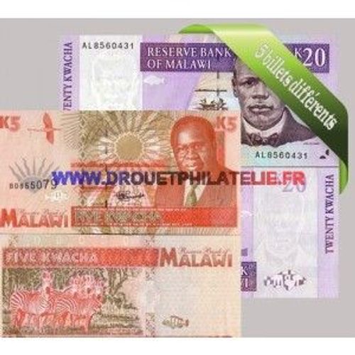 Malawi 5 Billets De Banque Differents
