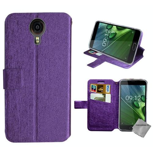 Housse Etui Coque Pochette Portefeuille Pour Acer Liquid Z6 Plus + Film Ecran - Mauve