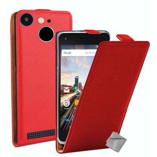 Housse Etui Coque Pochette Pu Cuir Fine Pour Archos 50f Helium + Film Ecran - Rouge