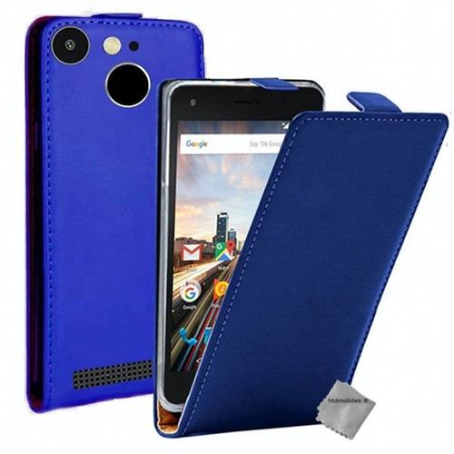 Housse Etui Coque Pochette Pu Cuir Fine Pour Archos 50f Helium Lite + Film Ecran - Bleu