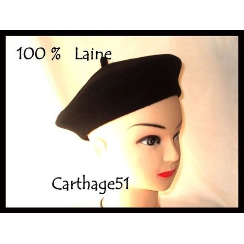 Beret Galette Violet  Noir Marron Camel Et Beige -  100% Laine (Chapeau)