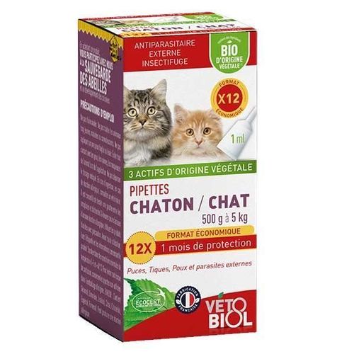 Vetobiol Antiparasitaire Pipette Chaton-Chat Bio 12 Unités