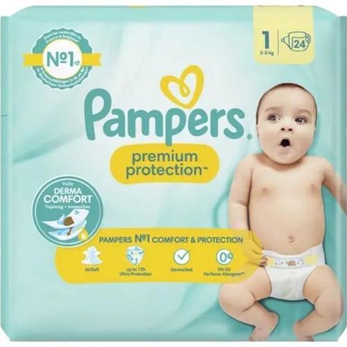 Couches Pampers Premium Protection Taille 1 - 24 Couches - 2 Kg À 5 Kg