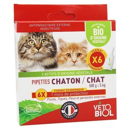 Vetobiol Pipette Chaton Chat Bio 6 Unités