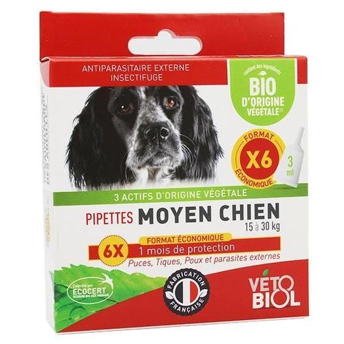 Vetobiol Pipette Moyen Chien Bio 6 Unités