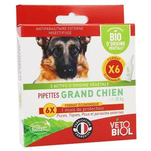 Vetobiol Pipette Grand Chien Bio 6 Unités