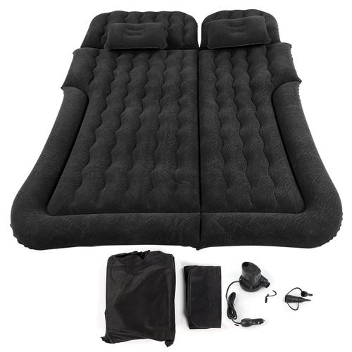 Matelas De Voyage Gonflable Multifonction 2 En 1, Coussin De Repos Doux En Pvc Floqué Pour Voiture Suv Noir