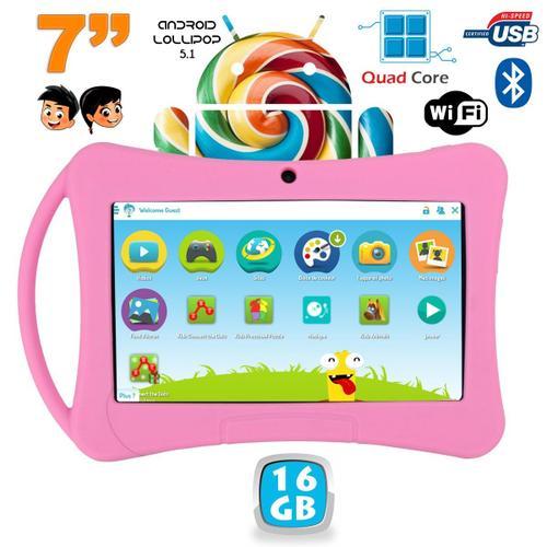 Tablette Enfant 7 Pouces Android 5.1 Lollipop Bluetooth Playstore Wifi Rose 16Gb - YONIS