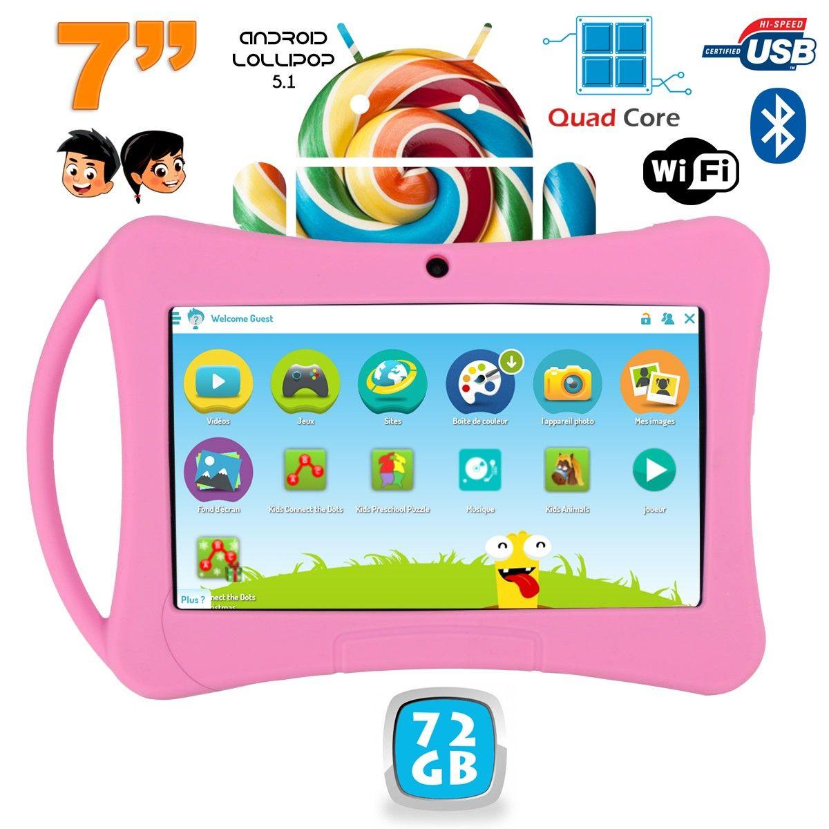 Tablette Tactile 7' Jouet Numérique Enfant Android Lollipop Quad Core 24Go  Vert YONIS - Yonis
