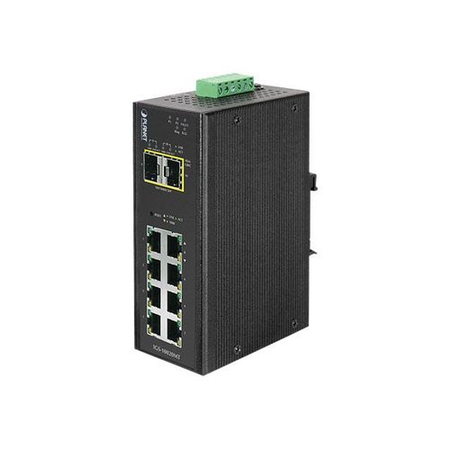 PLANET IGS-10020MT - Commutateur - Géré - 8 x 10/100/1000 + 2 x Gigabit SFP - Montage sur rail DIN, fixation murale - 24 V c.a. / 12-48 V c.c.