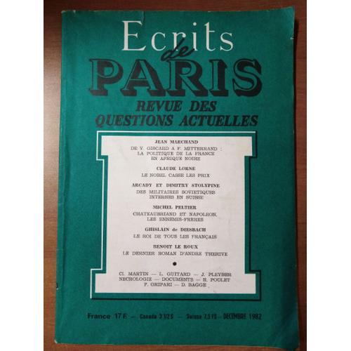 Ecrits De Paris, Revue Des Questions Actuelles N°430 - Décembre 1982