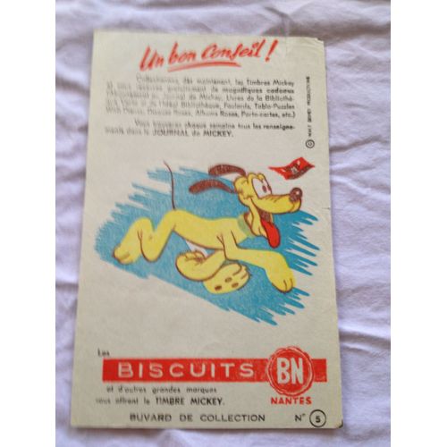 Buvard Biscuits Bn Nantes, Collection Mickey: Le Chien Pluto