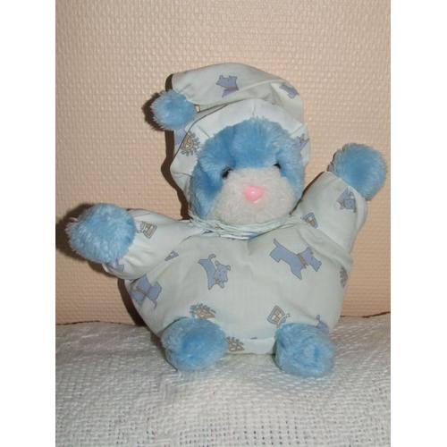 Ours Clever Vert Baudet Bleu Blanc Chien Chat 25 Cm + Bonnet 13 Cm