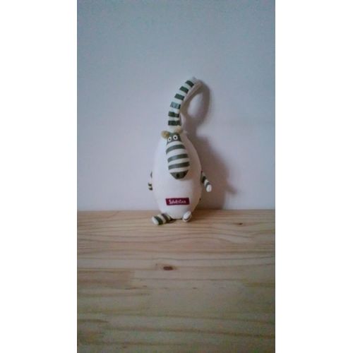 Doudou Zèbre " Sylvestre" Vert Et Ecru
