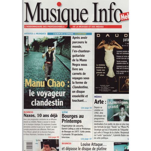 Musique Info Hebdo / 17-04-1998 N°29 : Jean Jacques Goldman (1p) - Manu Chao (2p)