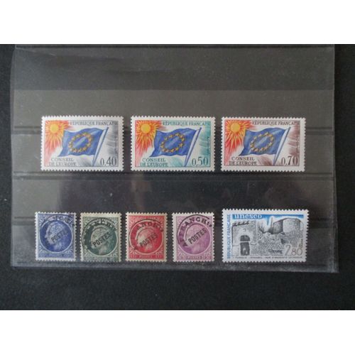 Lot 4 Timbres Preoblitérés + 4 Timbres De Service