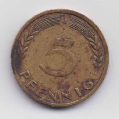Pièce De 5 Pfennig 1950 Bundesrepublik Deutschland, Variante G 
